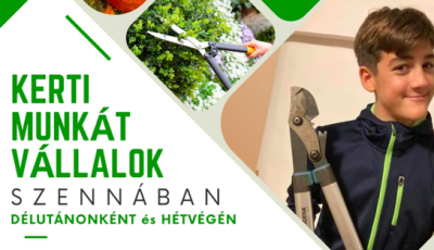 Kerti munk&aacute;kat v&aacute;llal egy iskol&aacute;s fi&uacute; Szenn&aacute;ban