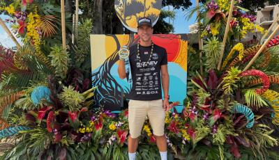 14. lett korcsoportj&aacute;ban a hawaii Ironman-vb-n Szil&aacute;gyi Tam&aacute;s kaposv&aacute;ri triatlonista