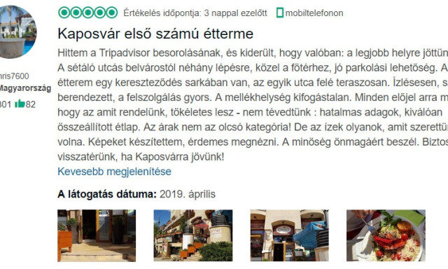 Ezek a legjobb kaposv&aacute;ri &eacute;ttermek 2019-ben a Tripadvisor szerint