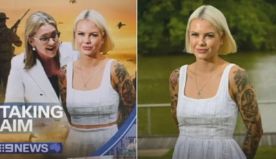 Photoshoppal megnagyobb&iacute;tott&aacute;k egy ausztr&aacute;l k&eacute;pviselő mell&eacute;t egy t&eacute;v&eacute;műsorhoz