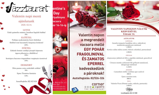 Ezek az &eacute;ttermek k&eacute;sz&uuml;lnek k&uuml;l&ouml;nleges vacsor&aacute;kkal Valentin-napon!