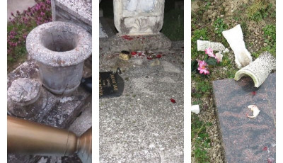Fiatal sr&aacute;cok t&ouml;rtek-z&uacute;ztak a csurg&oacute;i temetőben