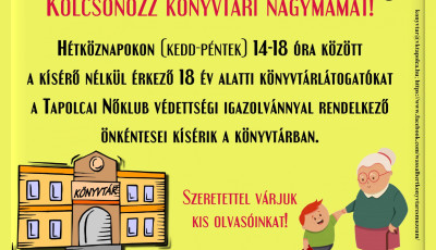 V&eacute;detts&eacute;gi igazolv&aacute;nnyal rendelkező nagymam&aacute;t is lehet m&aacute;r k&ouml;lcs&ouml;n&ouml;zni a tapolcai k&ouml;nyvt&aacute;rban