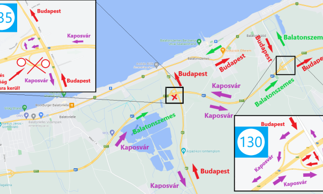 Egy h&oacute;napra lez&aacute;rj&aacute;k az M7-es fel- &eacute;s lehajt&oacute;j&aacute;t a 67-es &uacute;ton